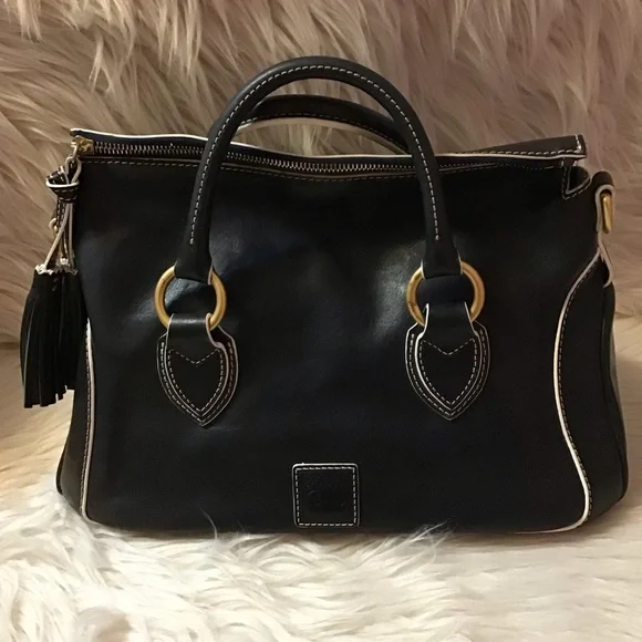 Dooney & Bourke Black Satchel with Gold Accents - Picture 1 of 16